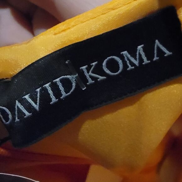 DAVID KOMA ONE-SHOULDER CADY MINI DRESS IN ORANGE sz UK 12 - Picture 8 of 12